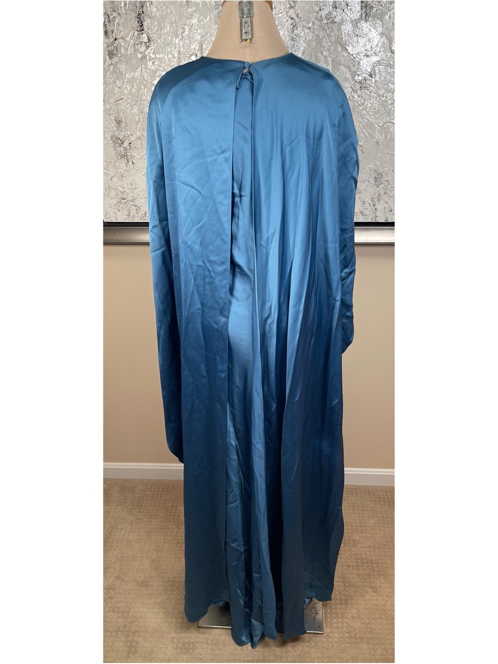 JONATHAN SIMKHAI Izel Cape Satin Blue Maxi Dress Size 4 - Picture 8 of 10